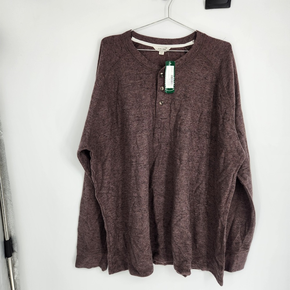 Julian & Mark Expresso 3XL Brushed Textured Raglan Henley NWOT